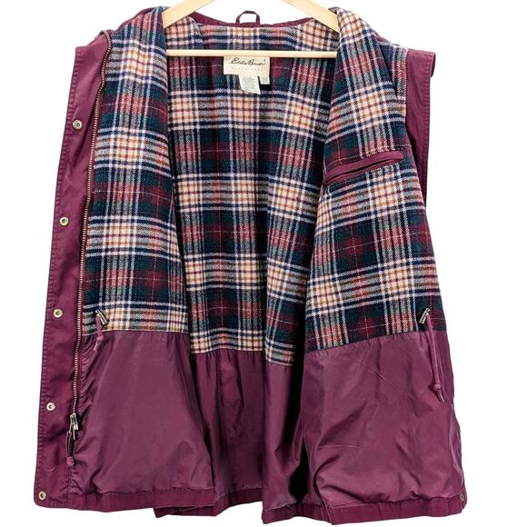 Vintage 90s Eddie Bauer Wool Lined Chore Coat Utility Parka Maroon Red Large EUC - Picture 12 of 16